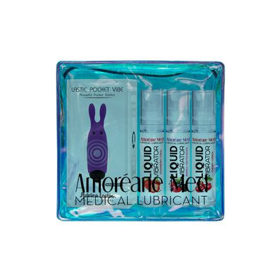 Набір з 3-х смаків стимулюючого лубриканта Amoreane Med (3х10мл) і вібропулі Adrien Lastic Purple SO6019 фото